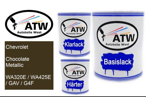 Chevrolet, Chocolate Metallic, WA320E / WA425E / GAV / G4F: 1L Lackdose + 1L Klarlack + 500ml Härter - Set, von ATW Autoteile West.